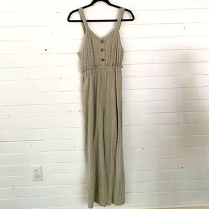 Romeo + Juliet Couture Striped Linen Sage Jumpsuit